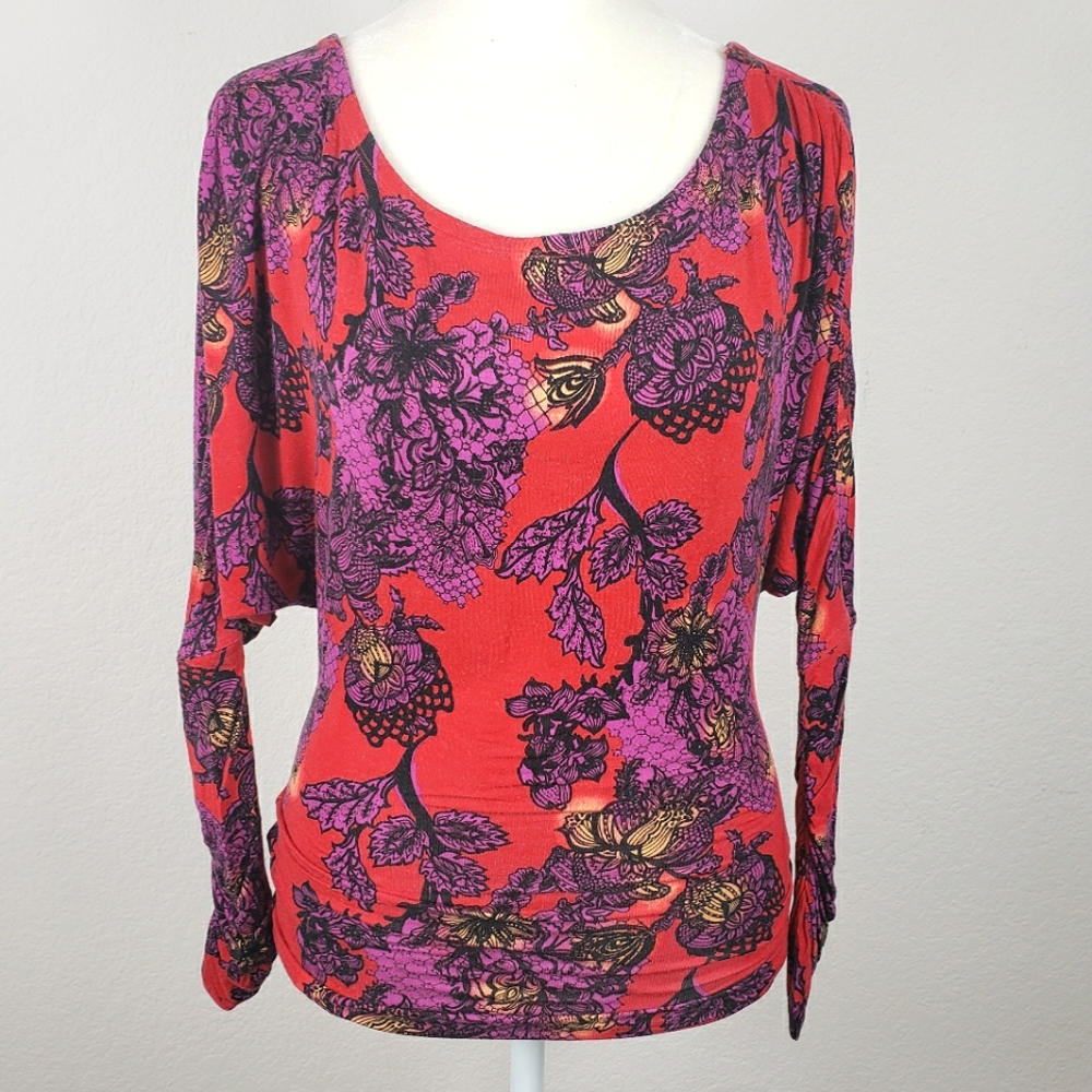 We The Free purple and red floral top size xs